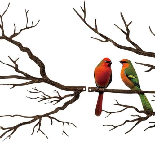 Bird on Branch Metal Wall Sculpture for Living Room Bedroom