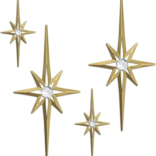 Mid Century Modern Starburst Metal Wall Art Set of 4