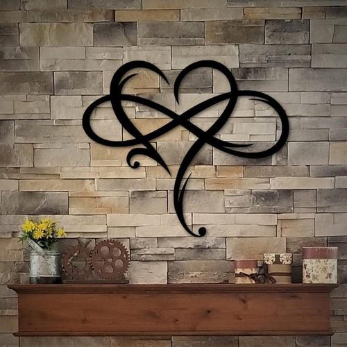 Infinity Heart Metal Wall Art for Romantic Home Decor
