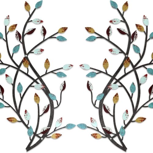 Olive Branch Metal Wall Art with Rustic White Coating