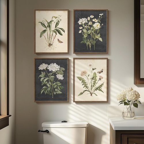Framed Vintage Floral Decorative Wall Art Set