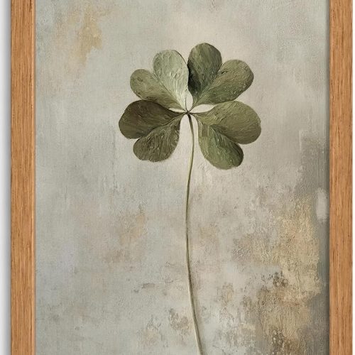 Vintage Four-Leaf Clover Framed Floral Decorative Art