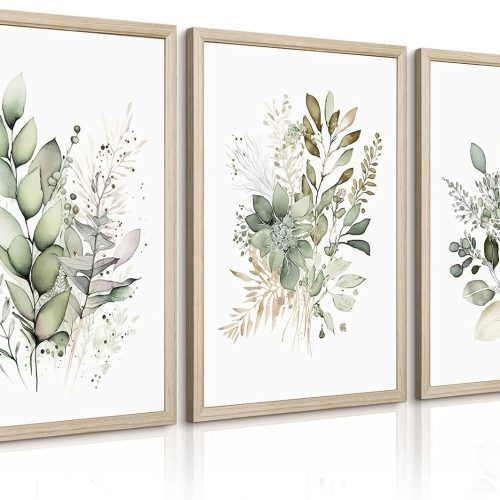 Framed Botanical Floral Decorative Canvas Wall Art