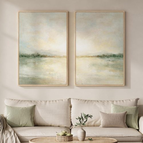 Sage Green Abstract Landscape Wall Art Set