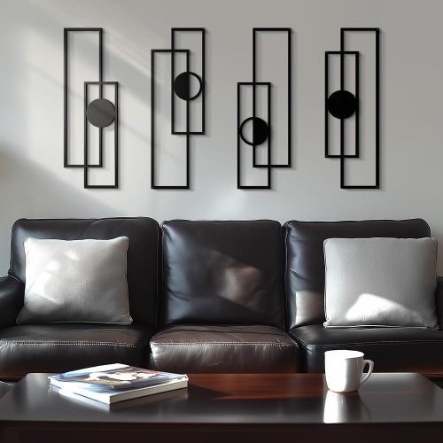 Black Metal Geometric Wall Art Set of 4