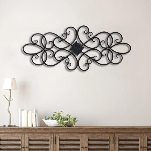 Rustic Metal Scroll Wall Decor with Vintage Wrought Iron Design