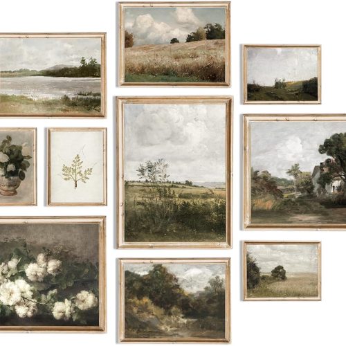 Vintage Landscape Floral Decorative Canvas Art Prints Set