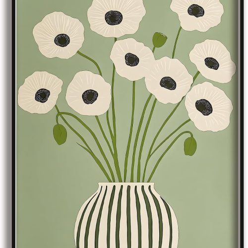 Green Poppy Unframed Floral Decorative Canvas Art