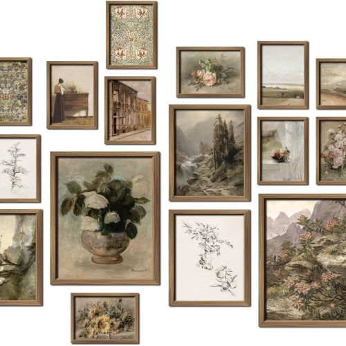 Vintage Farmhouse Oil Painting Wall Art Set