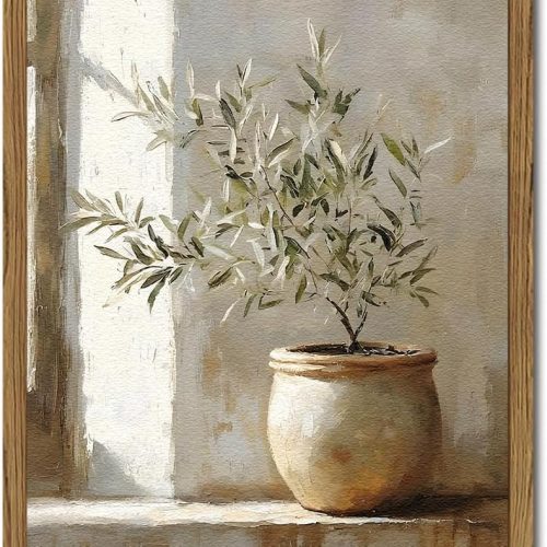 Framed Olive Tree Textured Botanical Floral Decorative Art