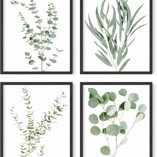 Minimalist Sage Green Botanical Floral Decorative Art Set