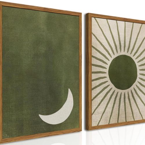 Boho Sun and Moon Framed Wall Art Set