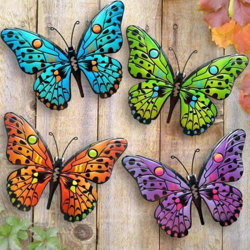 Metal Butterfly Wall Decoration Set for Indoor and Outdoor Use