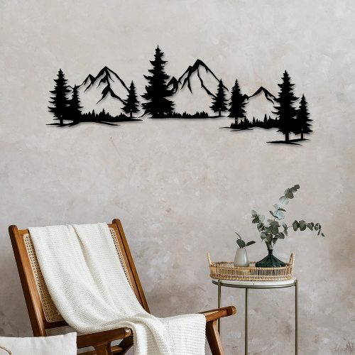 Mountain Forest Landscape Metal Wall Art Set of 3