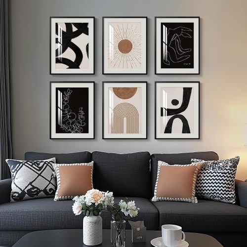 Boho Modern Abstract Framed Wall Art Set