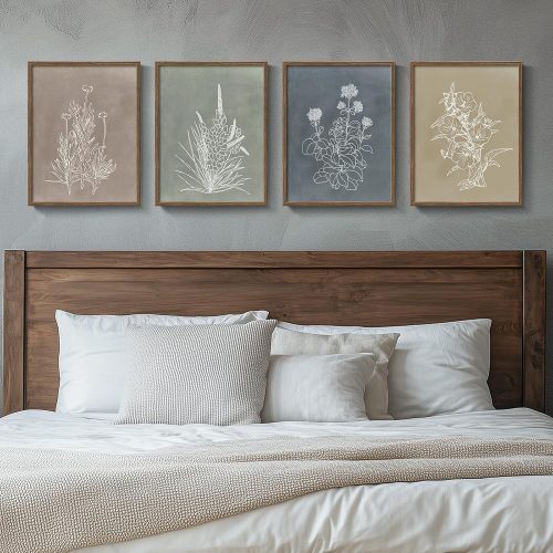 Boho Vintage Floral Decorative Framed Wall Art Set