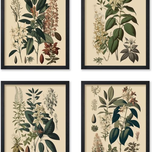 Unframed Botanical Floral Decorative Art Prints Set