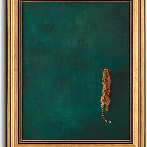 3D Textured Cheetah Gold Framed Wall Art
