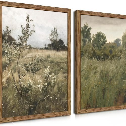 Vintage Landscape Framed Canvas Wall Art Set